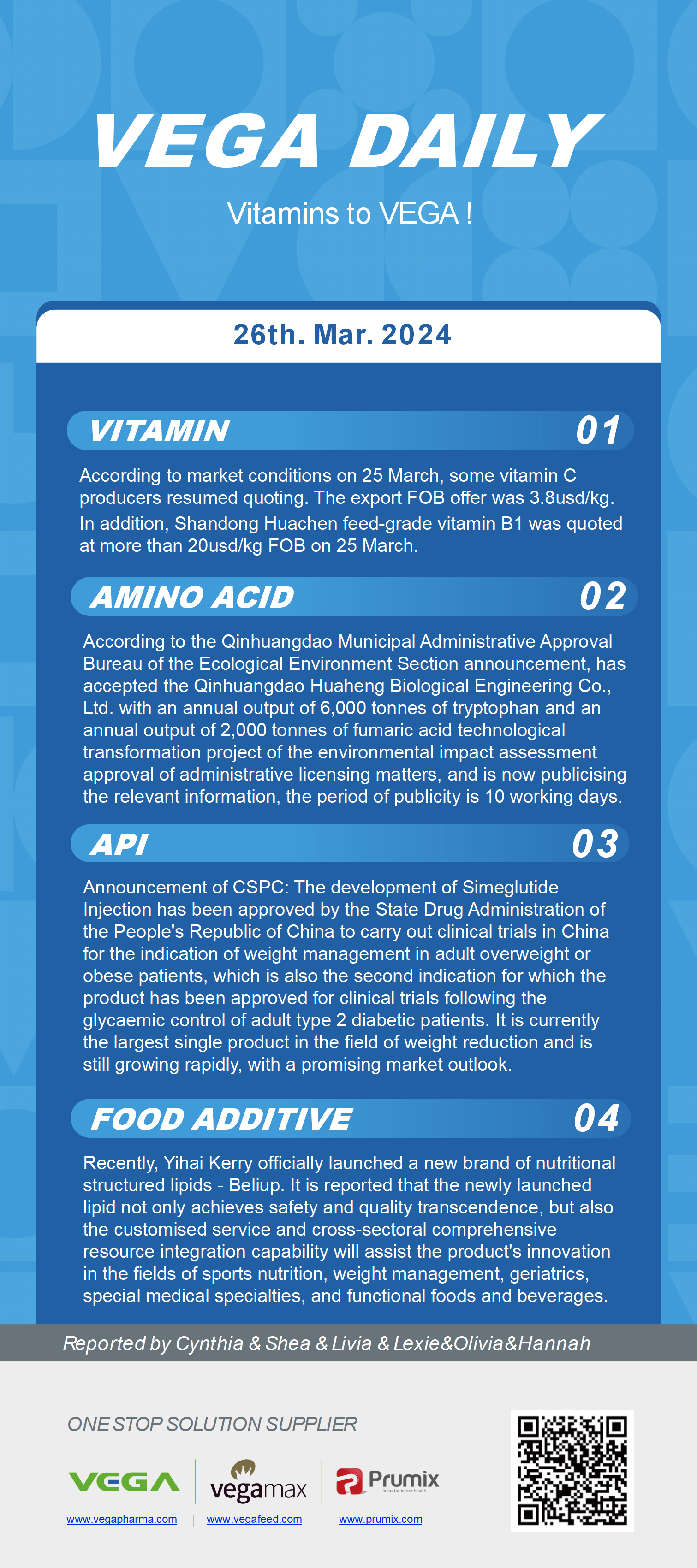 Vega Daily Dated on Mar 26th 2024 Vitamin Amino Acid APl Food Additives.png